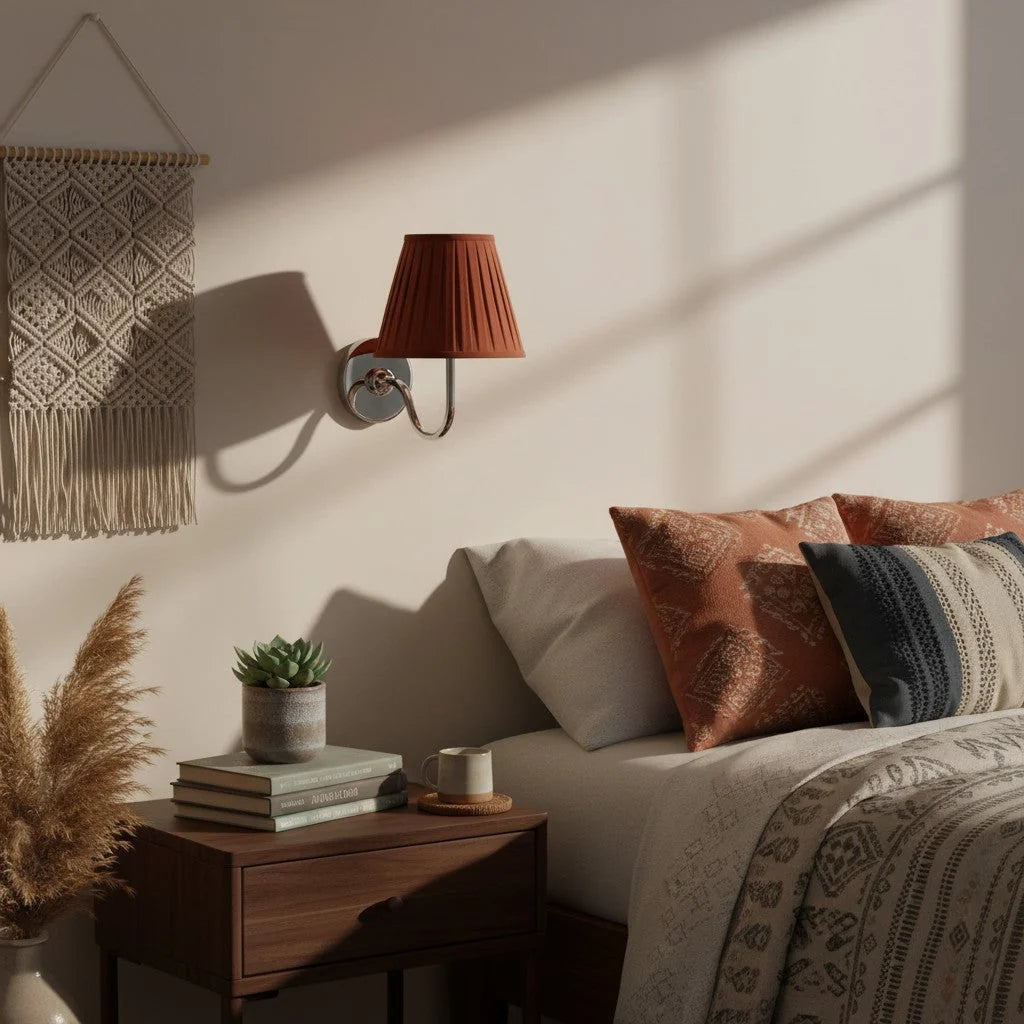 Wall Lamp Fabric Shade Soft Diffused Light Dimmable