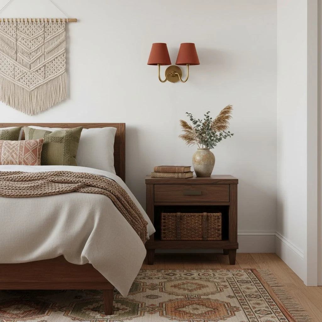Wall Lamp Fabric Shade Soft Diffused Light Dimmable
