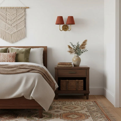 Wall Lamp Fabric Shade Soft Diffused Light Dimmable