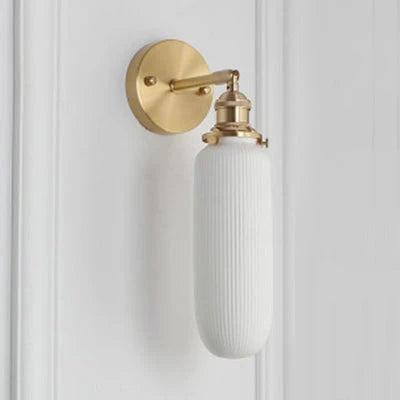 Wall Lamp Ribbed Glass Polished Brass