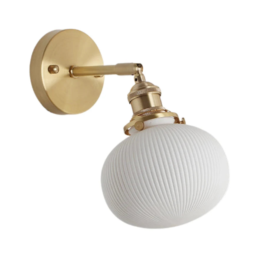 Wall Lamp Ribbed Glass Polished Brass