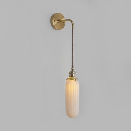 Wall Lamp Ribbed Glass Polished Brass