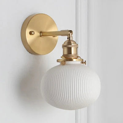 Wall Lamp Ribbed Glass Polished Brass