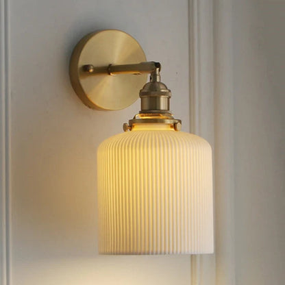 Wall Lamp Ribbed Glass Polished Brass