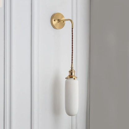 Wall Lamp Ribbed Glass Polished Brass