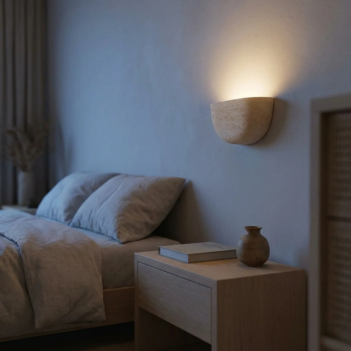 Wall Lamp Upward Indirect Lighting Travertine Stone G9 LED