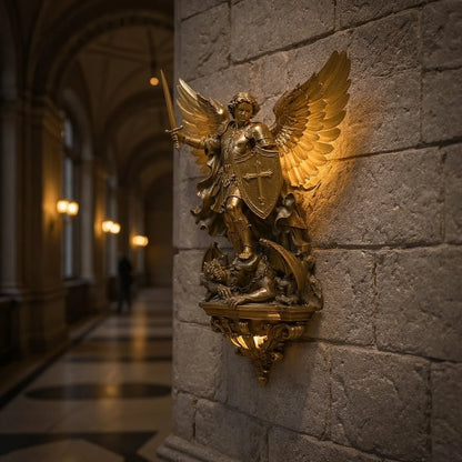 Wall Light Archangel Sculpture Gold Finish Integrated Warm LED