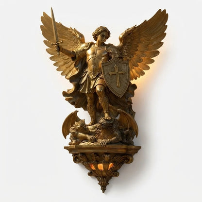 Wall Light Archangel Sculpture Gold Finish Integrated Warm LED