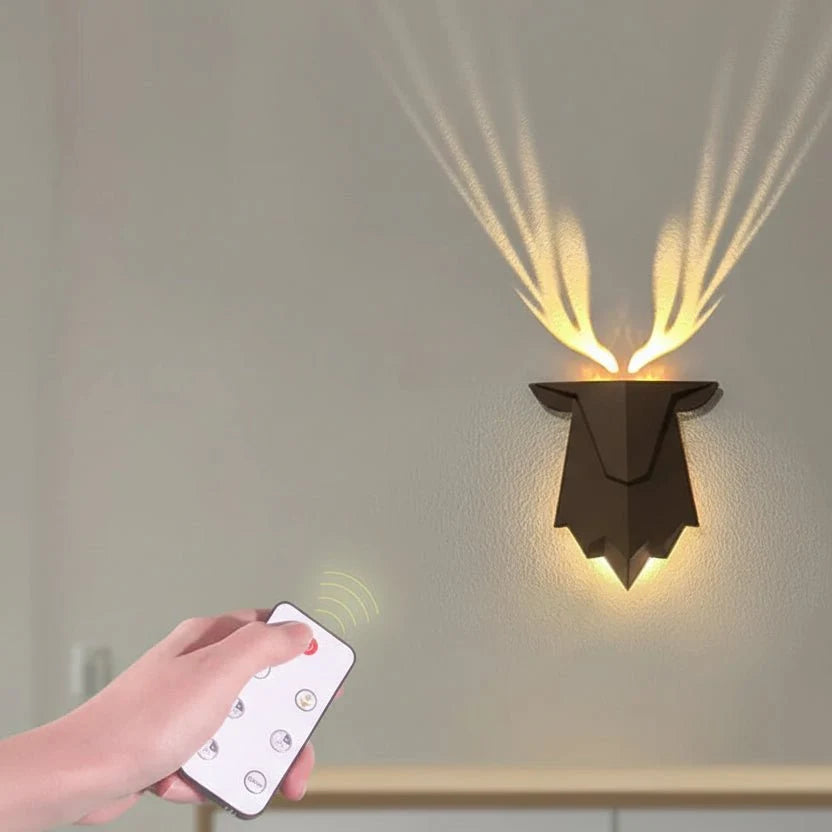 Wall Light Deer Shaped Rechargeable & Dimmable Remote Control
