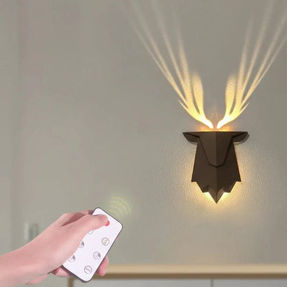 Wall Light Deer Shaped Rechargeable & Dimmable Remote Control