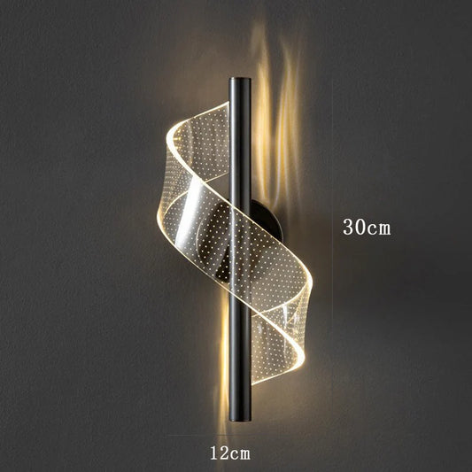 Wall Light Metal Swirl Design Three-Color LED Lighting