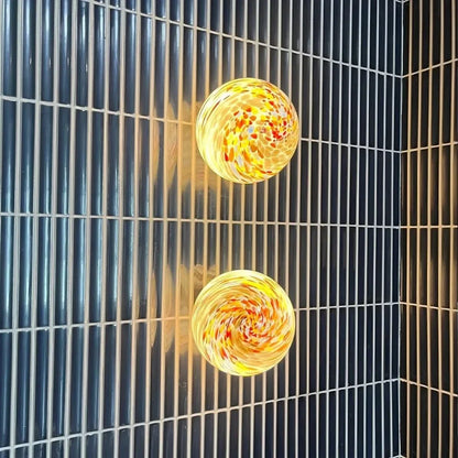 Wall Light Multicolored Glass Globe Easy Mount