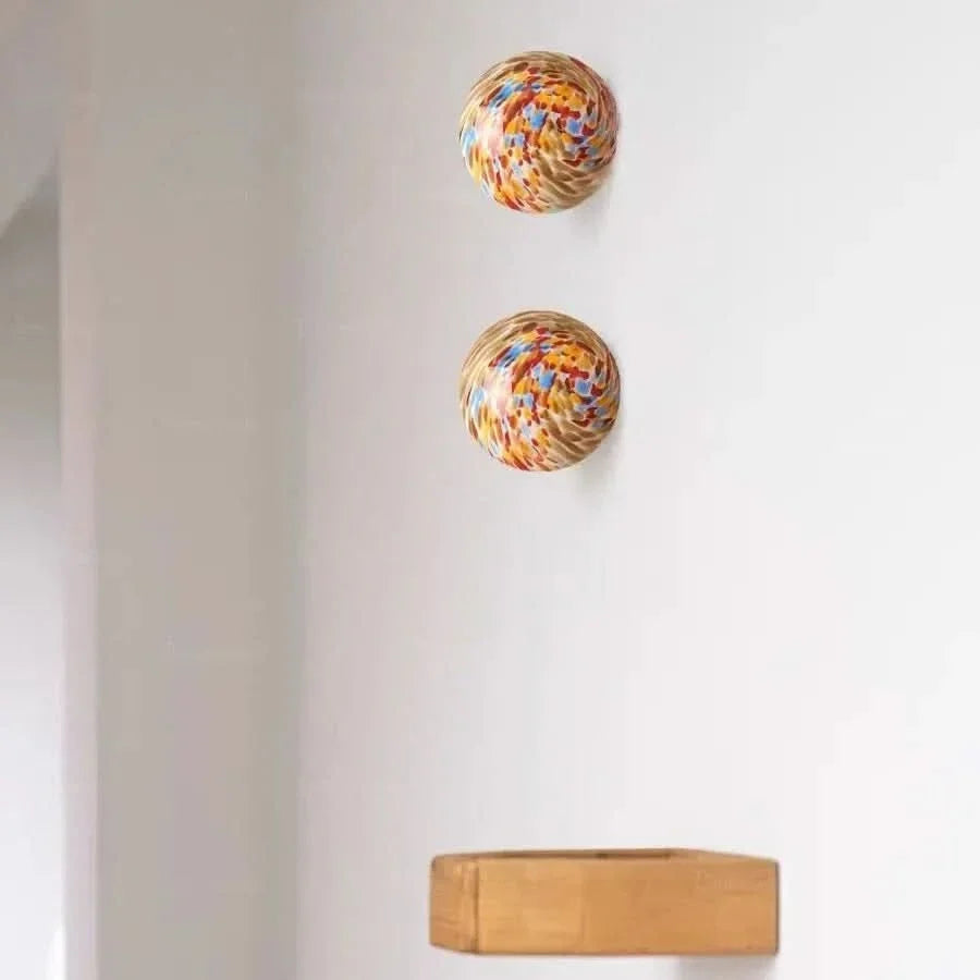 Wall Light Multicolored Glass Globe Easy Mount