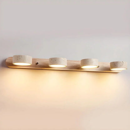 Wall Light Natural Travertine Integrated LED Wood Accents