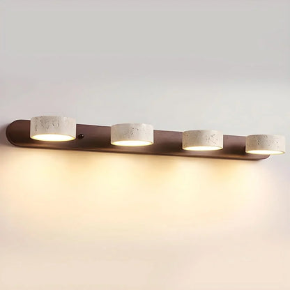 Wall Light Natural Travertine Integrated LED Wood Accents