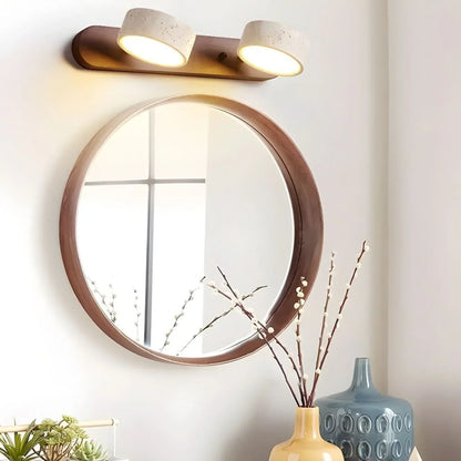 Wall Light Natural Travertine Integrated LED Wood Accents