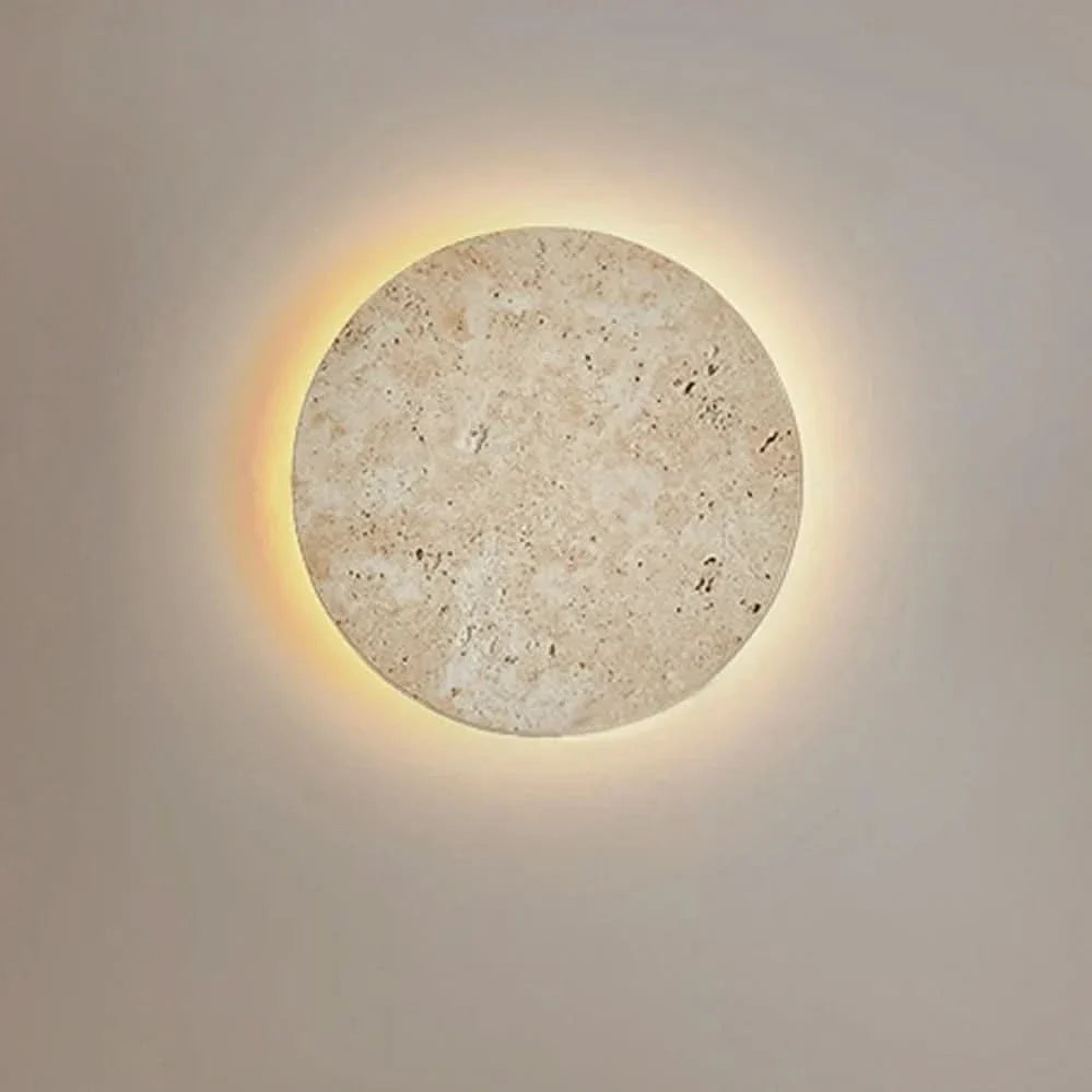 Wall Light Round Travertine Stone Backlit LED