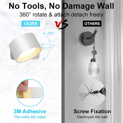 Wall Light USB Rechargeable 360 Degree Swivel Touch Control