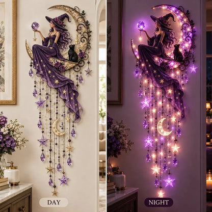 Wall Light Witch Crescent Moon Purple Starfall Glow