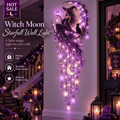 Wall Light Witch Crescent Moon Purple Starfall Glow