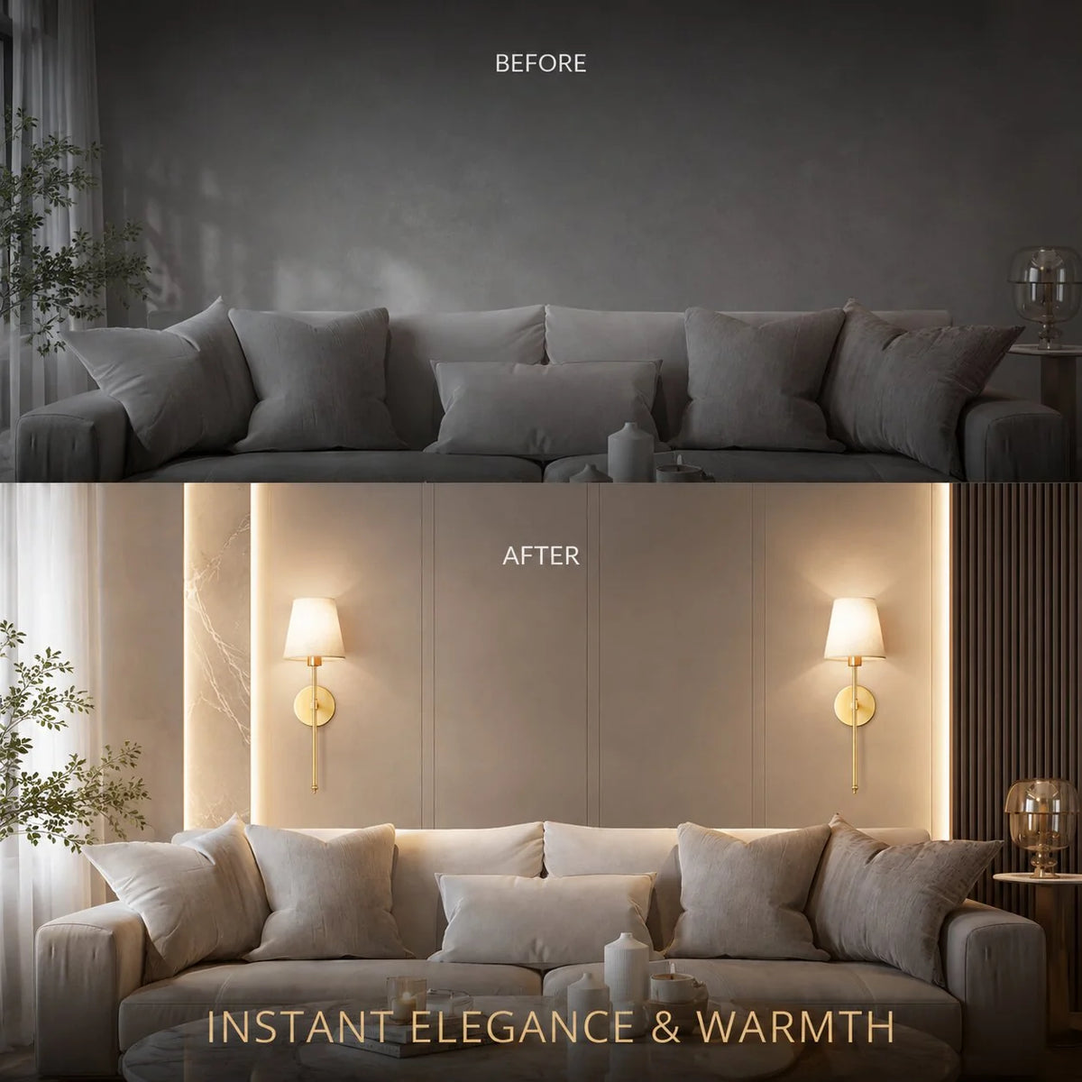 Wall Lights Set Of 2 Fabric Shade Adhesive Mount