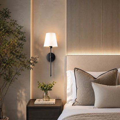 Wall Lights Set Of 2 Fabric Shade Adhesive Mount