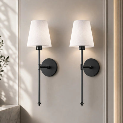 Wall Lights Set Of 2 Fabric Shade Adhesive Mount