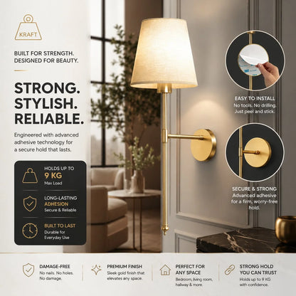 Wall Lights Set Of 2 Fabric Shade Adhesive Mount