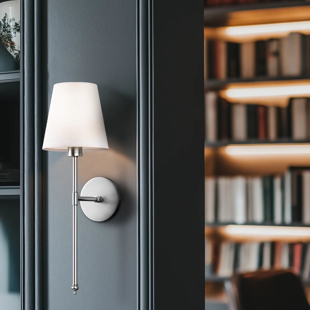 Wall Lights Set Of 2 Fabric Shade Adhesive Mount