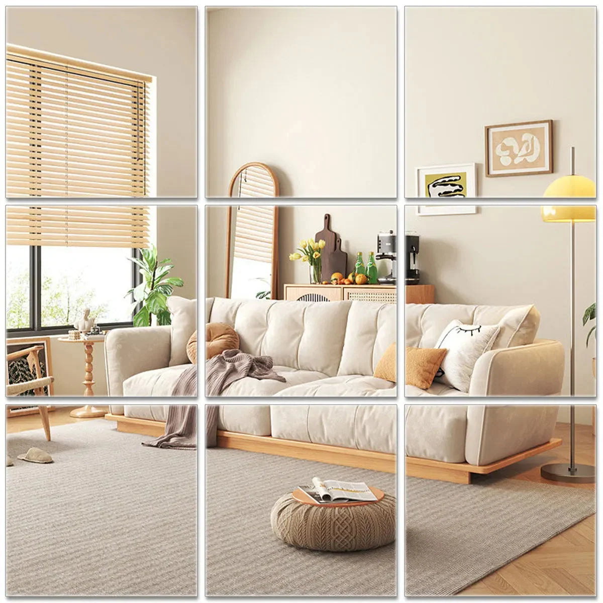 Wall Mirror Tiles Self-Adhesive Flexible Set of 10