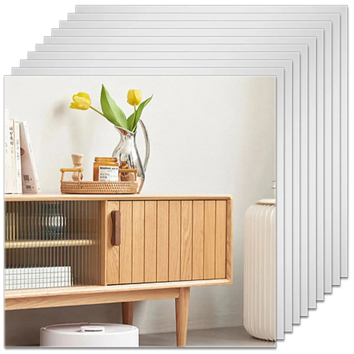 Wall Mirror Tiles Self-Adhesive Flexible Set of 10
