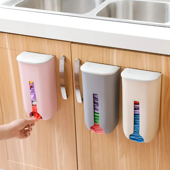 Wall-Mounted Bag Dispenser Bottom-Opening Self-Adhesive & Screw-Mount