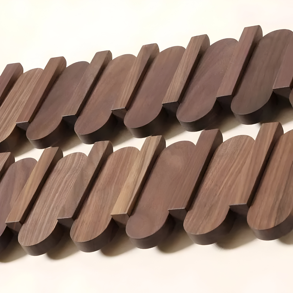 Wall-Mounted Coat Rack Solid Wood Walnut Rounded Hooks