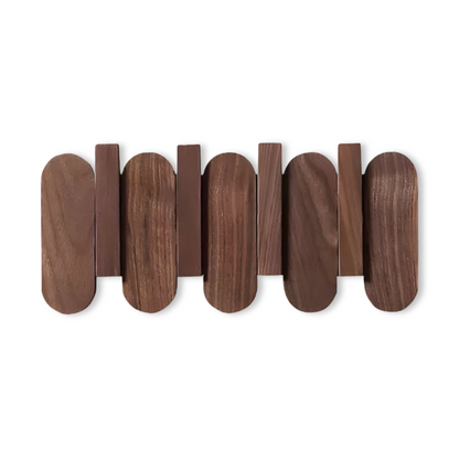 Wall-Mounted Coat Rack Solid Wood Walnut Rounded Hooks