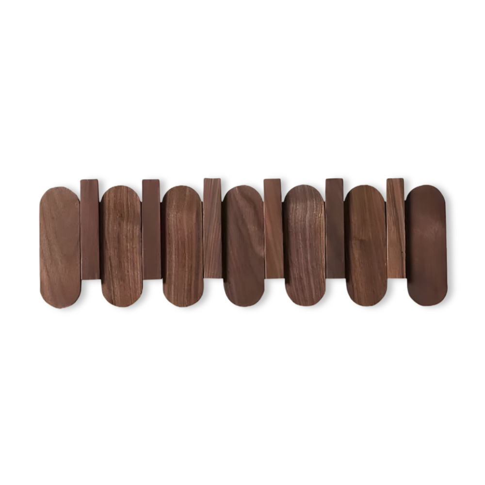Wall-Mounted Coat Rack Solid Wood Walnut Rounded Hooks