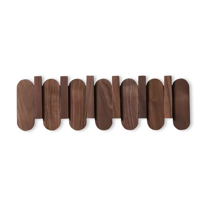Wall-Mounted Coat Rack Solid Wood Walnut Rounded Hooks