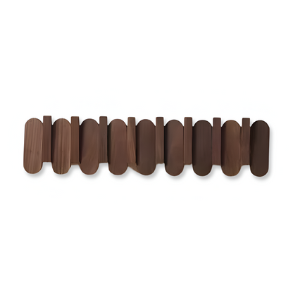 Wall-Mounted Coat Rack Solid Wood Walnut Rounded Hooks
