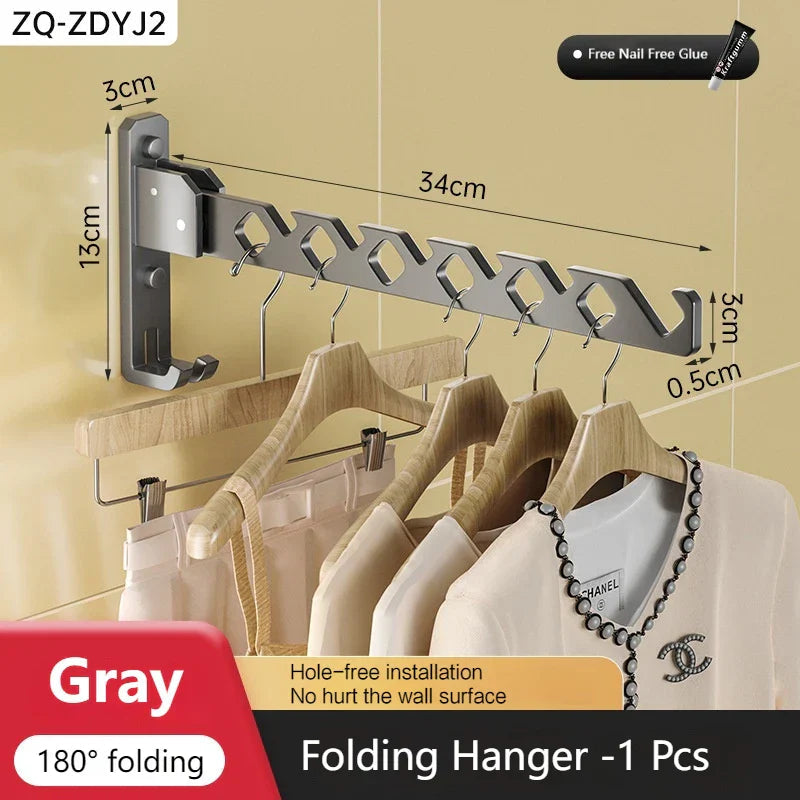 Wall-Mounted Drying Rack 180° Swivel Foldable Aluminum Alloy