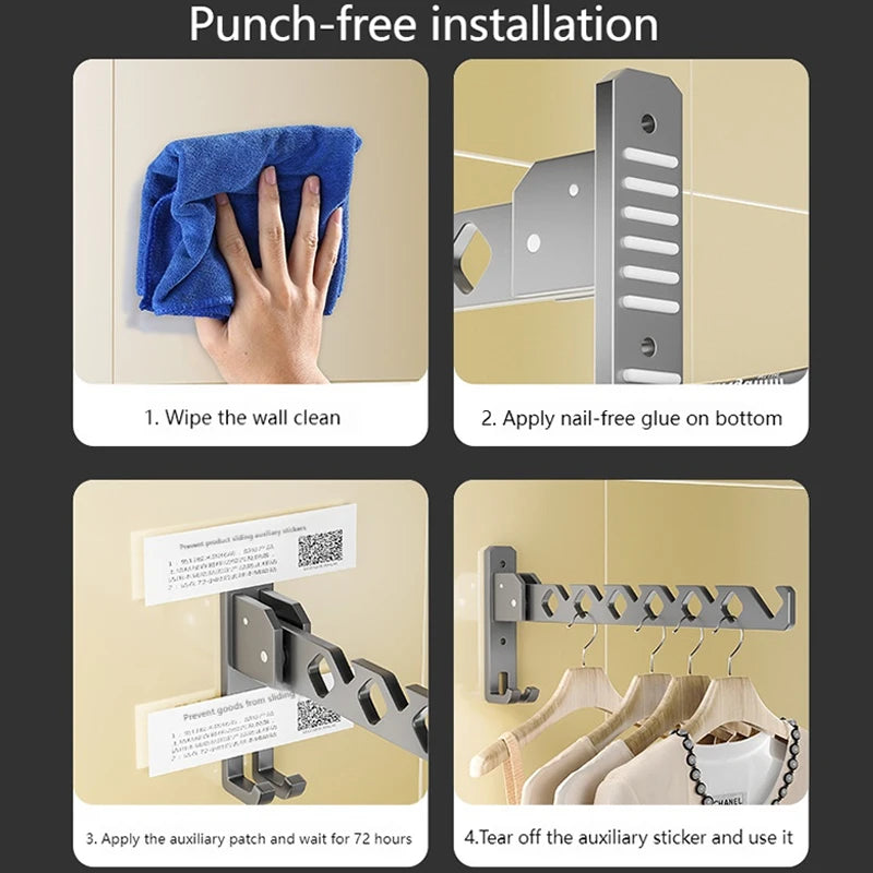 Wall-Mounted Drying Rack 180° Swivel Foldable Aluminum Alloy