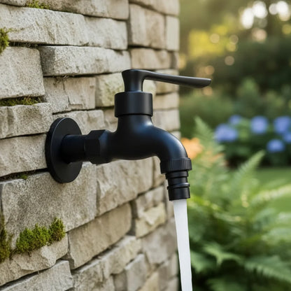 Wall-Mounted Faucet Solid Brass Matte Black Space-Saving