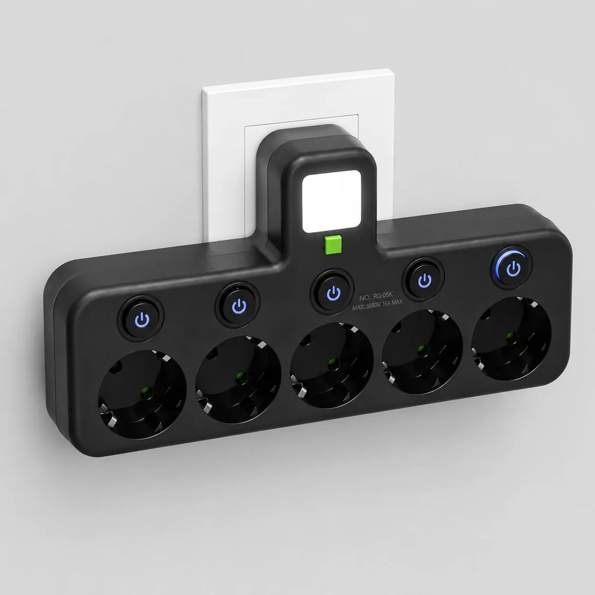 Wall-Mounted Outlet 3 Switchable Sockets USB Ports Night Light