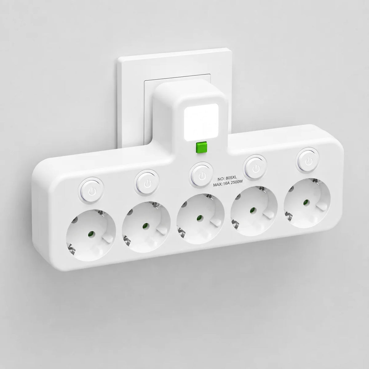 Wall-Mounted Outlet 3 Switchable Sockets USB Ports Night Light