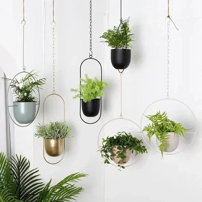 Wall-Mounted Plant Holder Iron Adjustable Chain Space-Saving