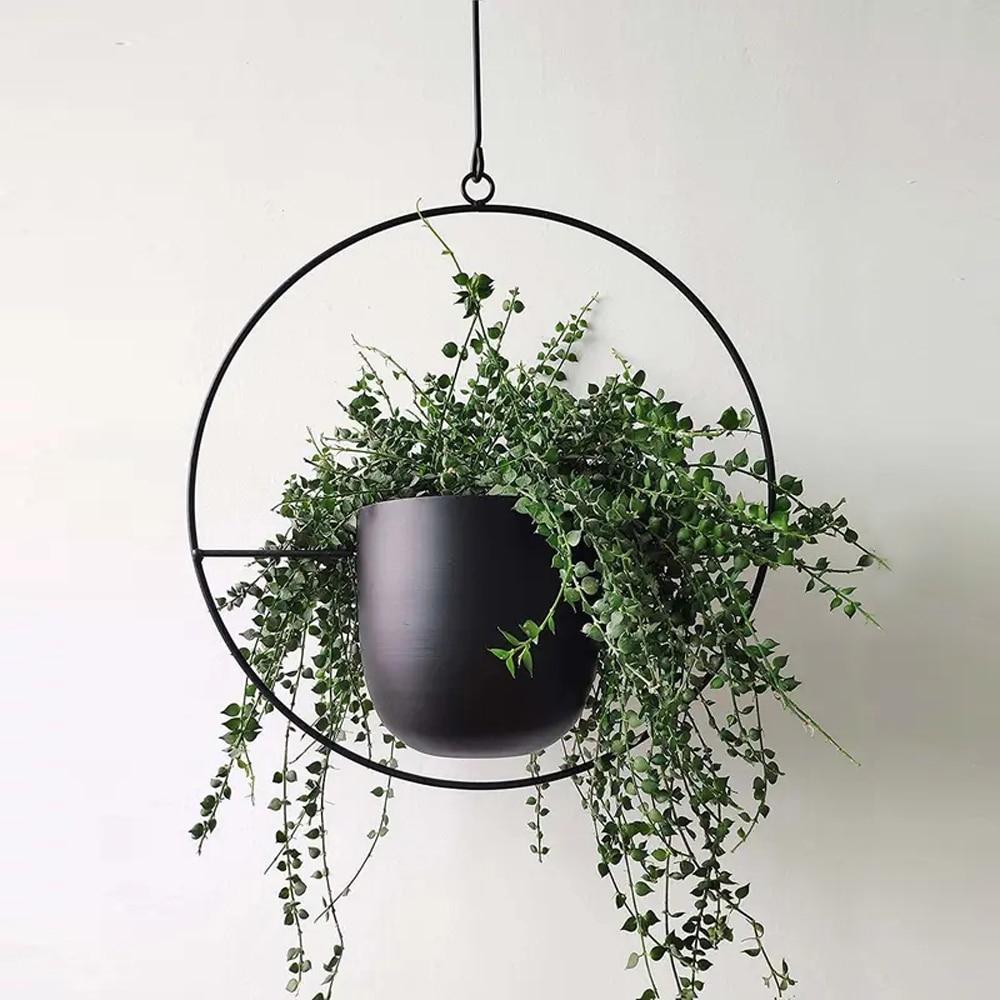 Wall-Mounted Plant Holder Iron Adjustable Chain Space-Saving