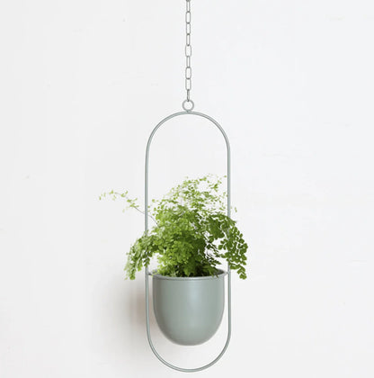 Wall-Mounted Plant Holder Iron Adjustable Chain Space-Saving