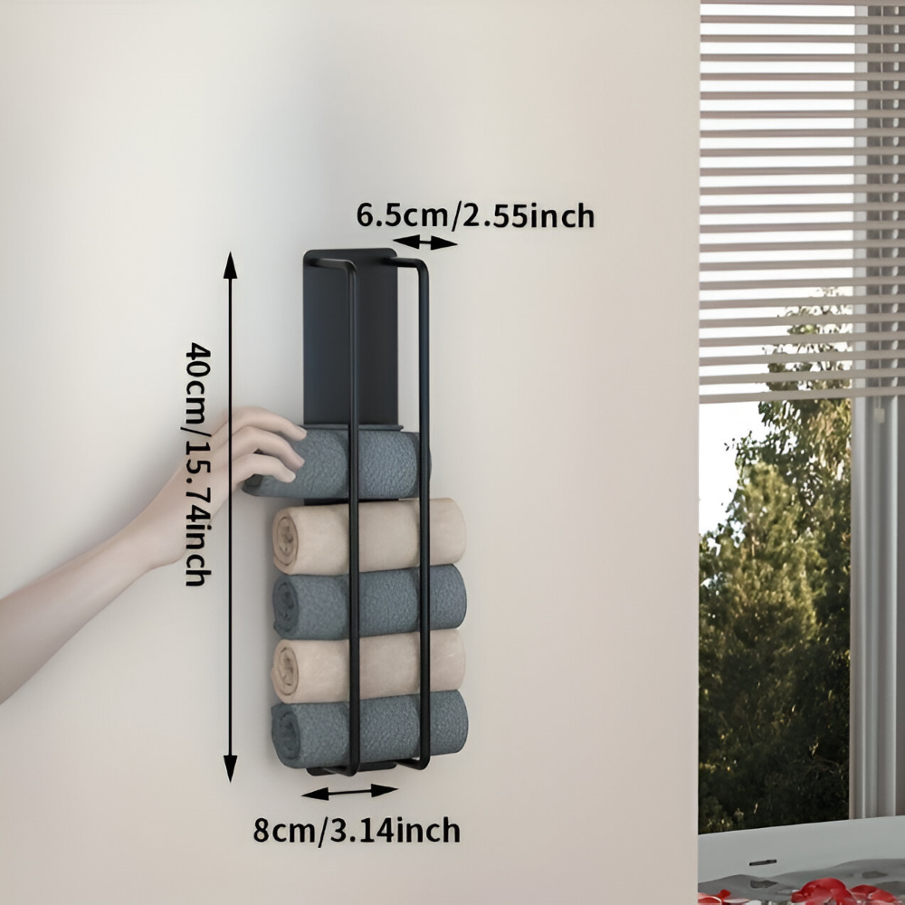 Wall-Mounted Towel Rack Matte Black Wrought Iron