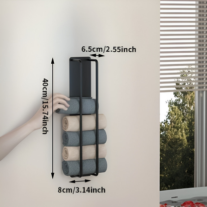 Wall-Mounted Towel Rack Matte Black Wrought Iron