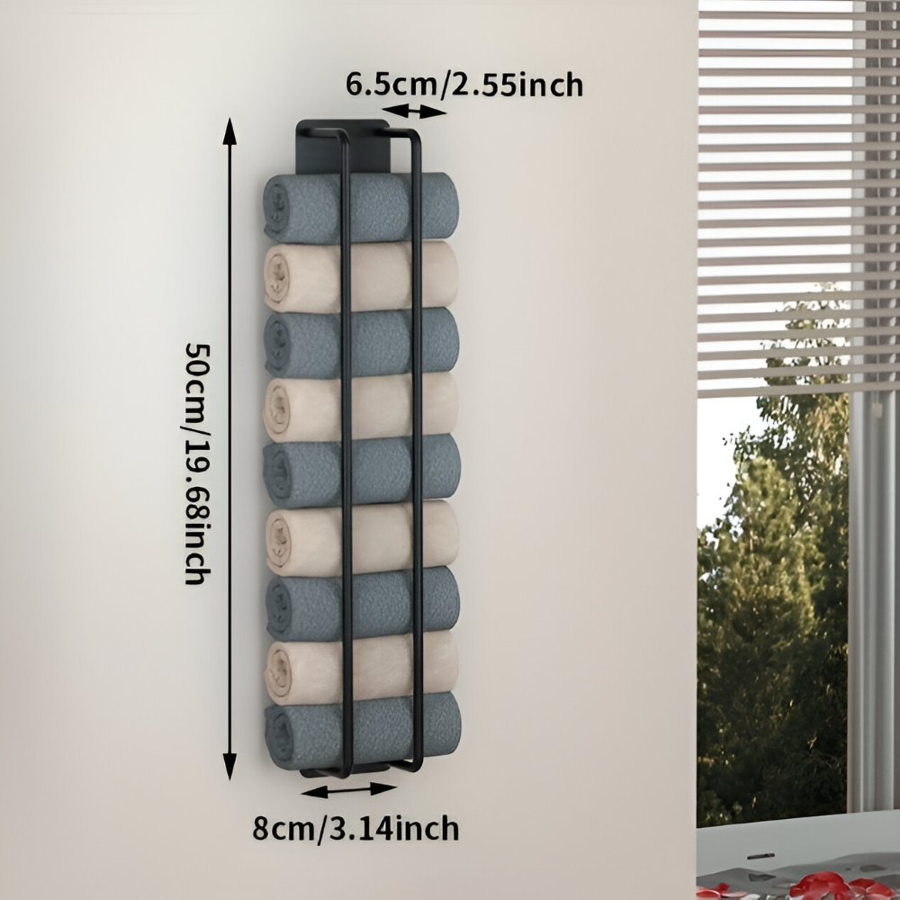 Wall-Mounted Towel Rack Matte Black Wrought Iron