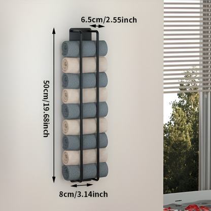 Wall-Mounted Towel Rack Matte Black Wrought Iron