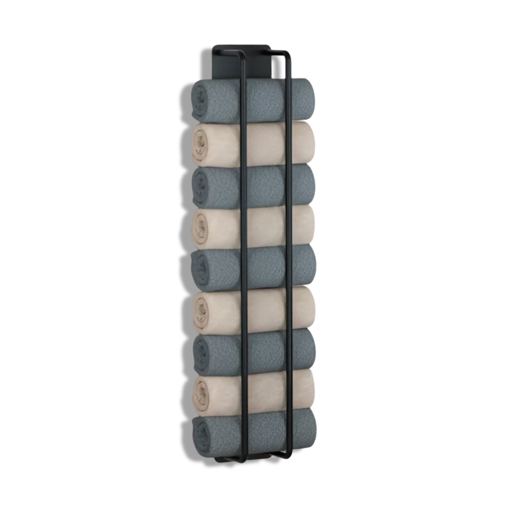 Wall-Mounted Towel Rack Matte Black Wrought Iron